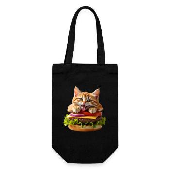Cat Fast Food Burger Cats Hamburger Cat Lover - Gift Bag for Bottles - black - Front