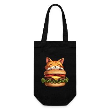 Cat Fast Food Burger Cats Hamburger Cat Lover - Gift Bag for Bottles - black - Front