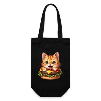 Cat Fast Food Burger Cats Hamburger Cat Lover - Gift Bag for Bottles - black - Front
