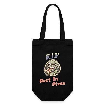 Rest In Pizza Lustiger Pizzaliebhaber Spruch - Geschenkbeutel für Flaschen - Schwarz - Vorne