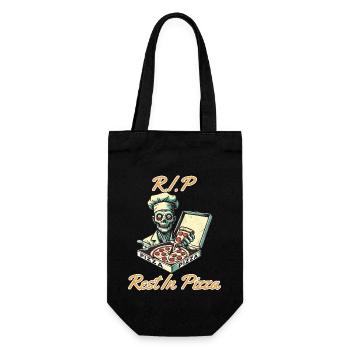 Rest In Pizza Lustiger Pizzaliebhaber Spruch - Geschenkbeutel für Flaschen - Schwarz - Vorne