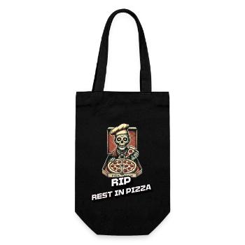 Rest In Pizza Lustiger Pizzaliebhaber Spruch - Geschenkbeutel für Flaschen - Schwarz - Vorne