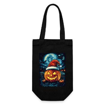 Halloween Gift Pumpkin with Santa Hat Decoration - Gift Bag for Bottles - black - Front