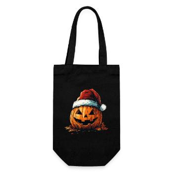 Halloween Gift Pumpkin with Santa Hat Decoration - Gift Bag for Bottles - black - Front
