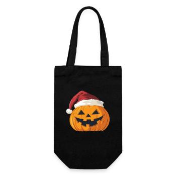 Halloween Gift Pumpkin with Santa Hat Decoration - Gift Bag for Bottles - black - Front