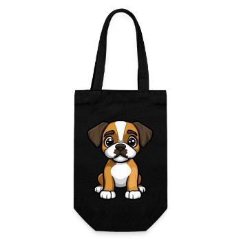 Boxer chien bande dessinée mignon - Sac à bouteille - noir - Devant