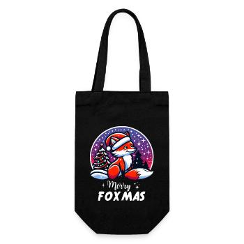 Weihnachten Merry Foxmas Fuchs Schnee Fuchs Natur - Geschenkbeutel für Flaschen - Schwarz - Vorne