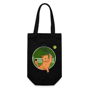 Drôle de joueur de tennis raquette chat - Sac à bouteille - noir - Devant