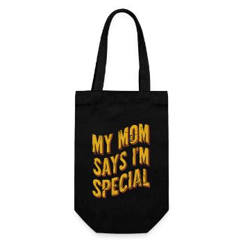 Meine Mama Sagt, Ich Bin Besonders - Geschenkbeutel für Flaschen - Schwarz - Vorne