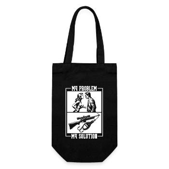 Fishing & Hunting My Problem Pictogram Dad Mom - Geschenkbeutel für Flaschen - Schwarz - Vorne