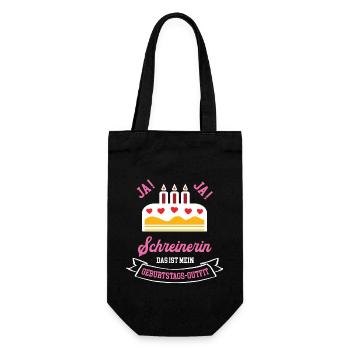 Schreinerin Geburtstag Geburtstagsgeschenk Chefin - Geschenkbeutel für Flaschen - Schwarz - Vorne