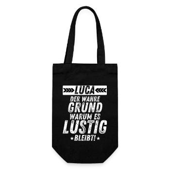 Luca Der Wahre Grund Humorvoll Geschenkideeankt - Geschenkbeutel für Flaschen - Schwarz - Vorne