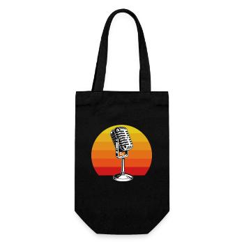 Retro Mikrofon Design für Musikliebhaber Karaoke - Geschenkbeutel für Flaschen - Schwarz - Vorne