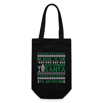 Christmas Be Nice To The Bartender - Gift Bag for Bottles - black - Front