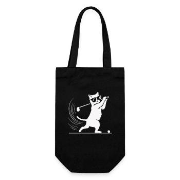 Cat with sunglasses playing golf - Gift Bag for Bottles - black - Front