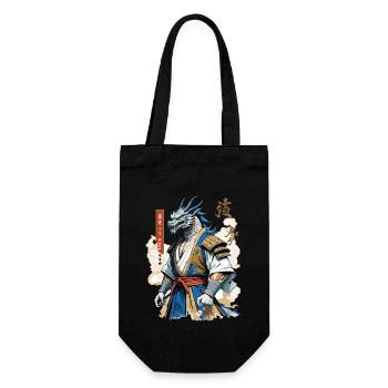 Dragon Samurai Vintage Ukiyo-e Style - Gift Bag for Bottles - black - Front
