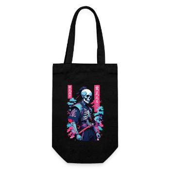 Oni Skeleton Samurai Vaporwave Aesthetic Japan Style - Gift Bag for Bottles - black - Front