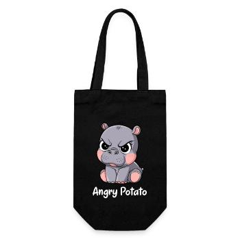 Moo Deng Lustiges Angry Potato Motiv - Geschenkbeutel für Flaschen - Schwarz - Vorne
