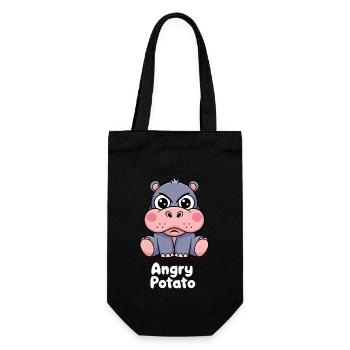 Moo Deng Lustiger Nilpferd Angry Potato - Geschenkbeutel für Flaschen - Schwarz - Vorne