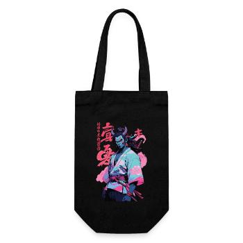 Samouraï Oni Yokai Esthétique Style Vaporwave - Sac à bouteille - noir - Devant