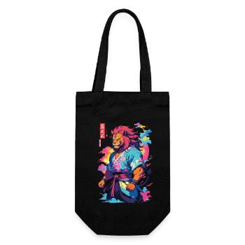 Samouraï Lion Esthétique Vaporwave Style Japon Art - Sac à bouteille - noir - Devant