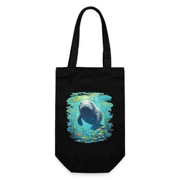 Seekuh Manatees Manatee - Geschenkbeutel für Flaschen - Schwarz - Vorne
