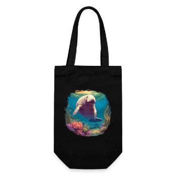 Seekuh Manatees Manatee - Geschenkbeutel für Flaschen - Schwarz - Vorne