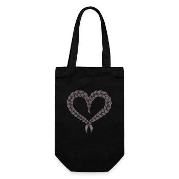 Cable Knit Heart Cable Knit Frame - Gift Bag for Bottles - black - Front