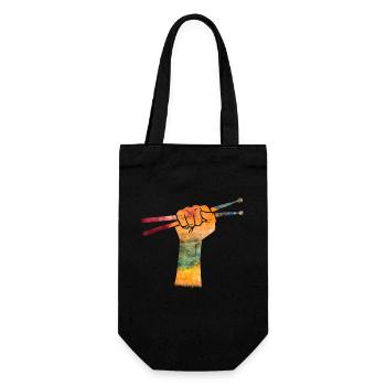 Schlagzeug Drums Drumstick Drummer Musik Band Rock - Geschenkbeutel für Flaschen - Schwarz - Vorne