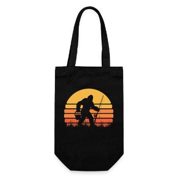 Fisherman Angler Retro Sunset Sasquatch - Gift Bag for Bottles - black - Front