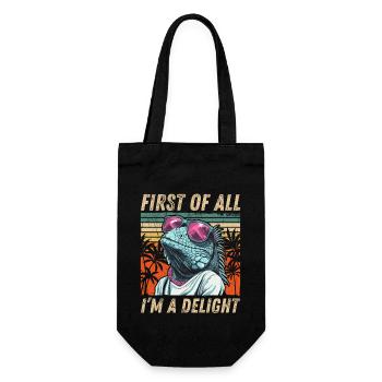 Lustiges Iguana Design - Tropische Retro-Vibes - Geschenkbeutel für Flaschen - Schwarz - Vorne