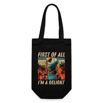 Retro Iguana - Chilliger Sunset Look - Geschenkbeutel für Flaschen - Schwarz - Vorne