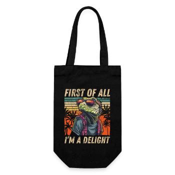 Tropisches Iguana - Retro Sunset Art - Geschenkbeutel für Flaschen - Schwarz - Vorne
