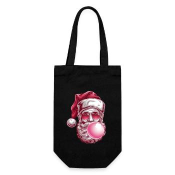Cooler Weihnachtsmann Mit Sonnenbrille - Geschenkbeutel für Flaschen - Schwarz - Vorne