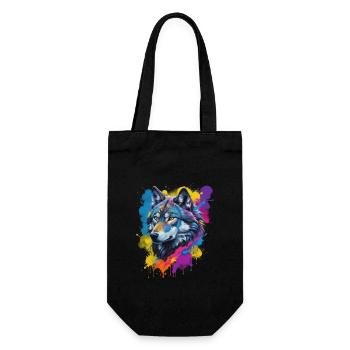 Color Explosion Wolf Portrait Artist's Vision - Gift Bag for Bottles - black - Front