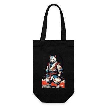 Samurai Cat Vintage Ukiyo-E Japanese - Gift Bag for Bottles - black - Front