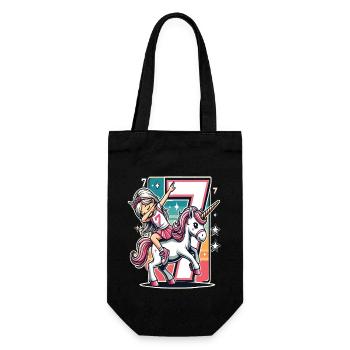 Anniversaire 7 ans Licorne Dab - Sac à bouteille - noir - Devant