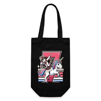Geburtstag 7 Jahre Einhorn Dab - Geschenkbeutel für Flaschen - Schwarz - Vorne