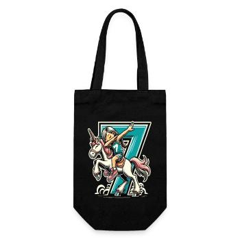 Anniversaire 7 ans Licorne Dab - Sac à bouteille - noir - Devant