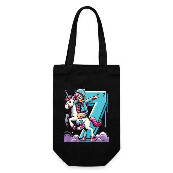 Anniversaire 7 ans Licorne Dab - Sac à bouteille - noir - Devant