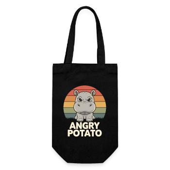 Moo Deng Witziges Nilpferd Angry Potato - Geschenkbeutel für Flaschen - Schwarz - Vorne