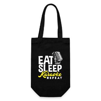 Eat Sleep Karaoke Repeat Mikrofon Musik - Geschenkbeutel für Flaschen - Schwarz - Vorne