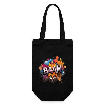 Baam Comic Sound Effect – Bold Pop Art Design - Gift Bag for Bottles - black - Front