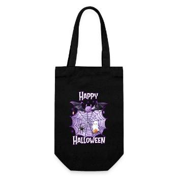Happy Halloween spider web with cute spider - Gift Bag for Bottles - black - Front