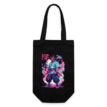 Samouraï Oni Yokai Esthétique Style Vaporwave - Sac à bouteille - noir - Devant