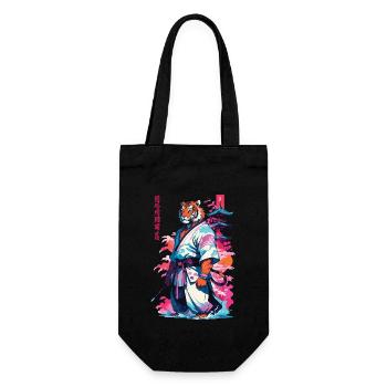 Tiger Yokai Vaporwave Aesthetic Samurai Art - Gift Bag for Bottles - black - Front