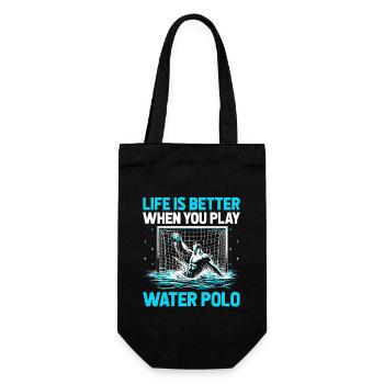 Das Leben ist besser, wenn Sie Wasserball Aquatic Po spielen - Geschenkbeutel für Flaschen - Schwarz - Vorne