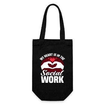 Social Work My heart beats for it - Gift Bag for Bottles - black - Front