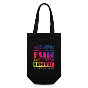 Social worker fun until someone loses the pen - Gift Bag for Bottles - black - Front