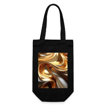 Golden Liquid Metal Waves – Modern Abstract Design - Gift Bag for Bottles - black - Front